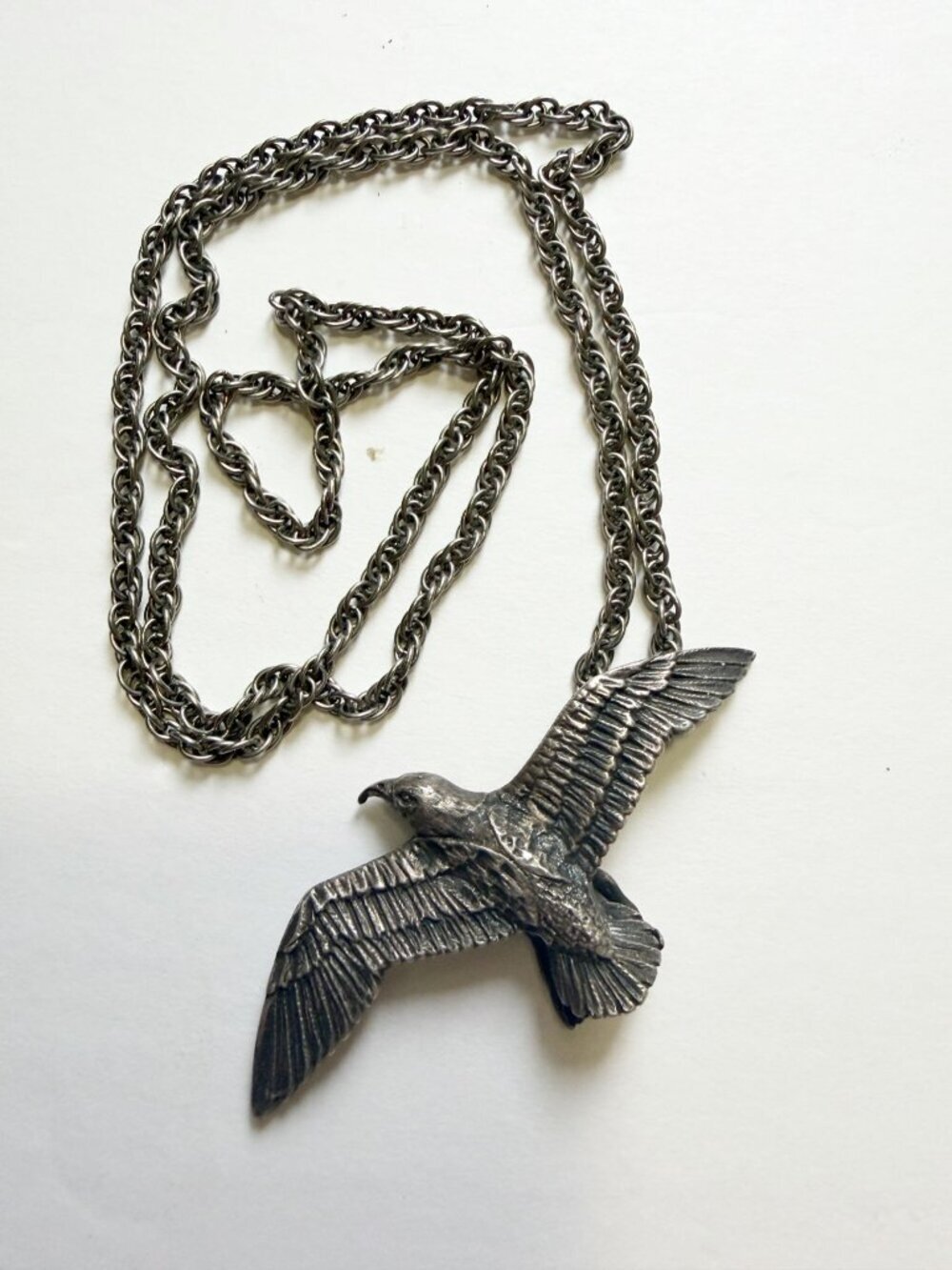 925 Sterling Silver Flying Eagle Pendant Necklace with Sterling Silver Chain 0.9